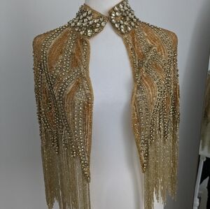 SOLD on Depop! Beaded burlesque Firnges hand made poncho